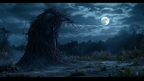 Mystical Figure Under Moonlight