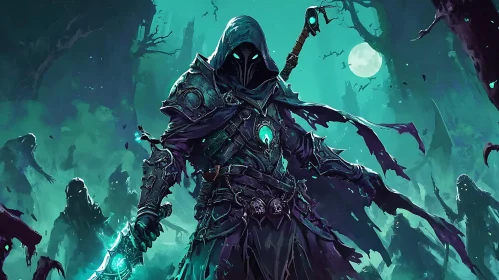 Enigmatic Figure with Glowing Blade