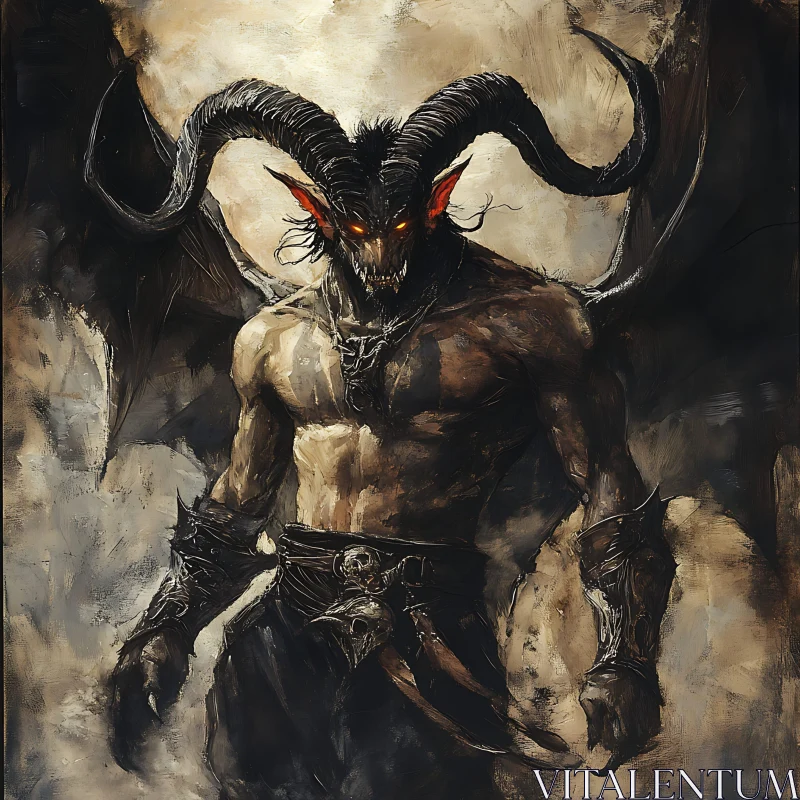 AI ART Dark Demon with Wings and Horns