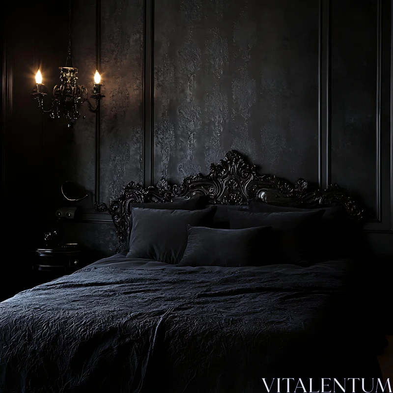 AI ART Dark and Elegant Gothic Bedroom Interior