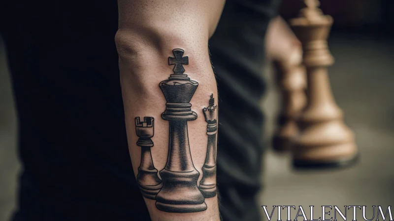 Chess Tattoo Art on Arm AI Image