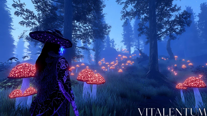 AI ART Luminous Fungi in the Mystic Woods