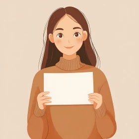 Woman with Sign Cartoon Portrait