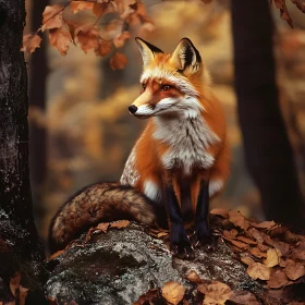 Red Fox Portrait in Woods