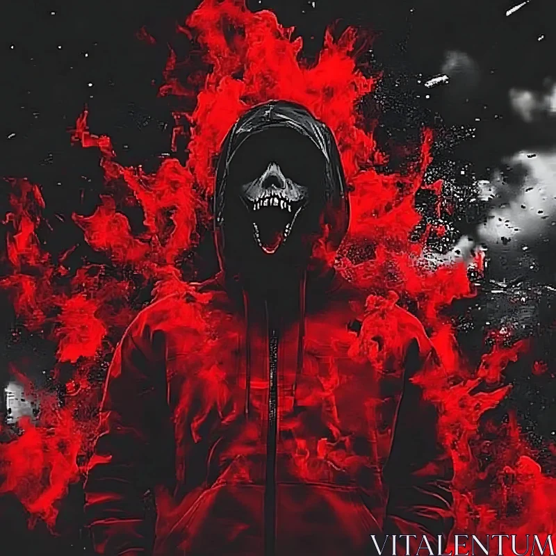 AI ART Hooded Skull Figure in Infernal Hues