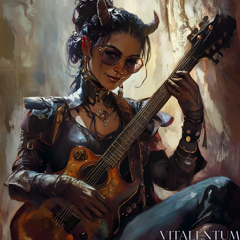 AI ART Horned Guitarist: A Devilish Performance