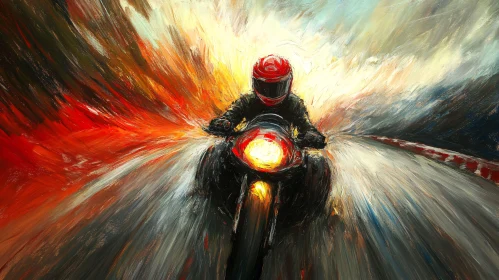 Abstract Motorcycle Rider on the Road