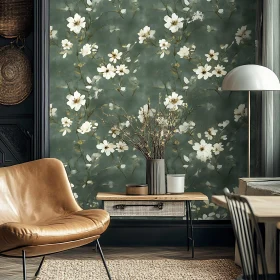 Elegant Floral Wallpaper Living Space