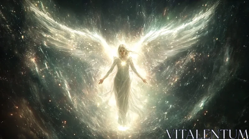 Angel in Cosmic Radiance AI Image