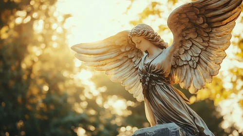 Serene Angel Sculpture with Wings