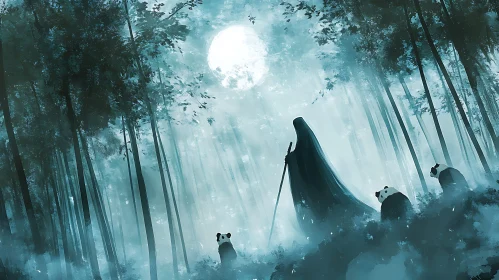 Enigmatic Moonlight Forest Scene