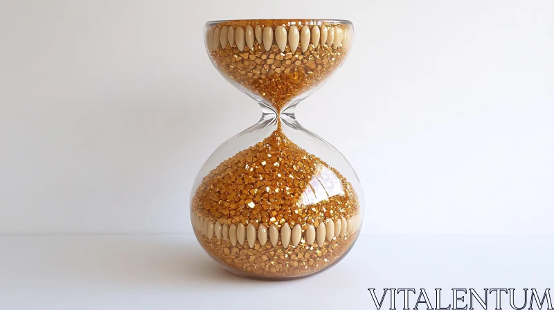 AI ART Hourglass with Golden Sand and Teeth