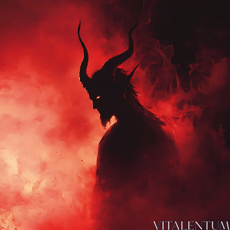 AI ART Silhouette of a Demon in Red Smoke