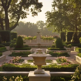 Formal Garden with Urns and Greenery