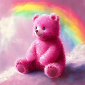 Rainbow Hues with Pink Teddy Bear