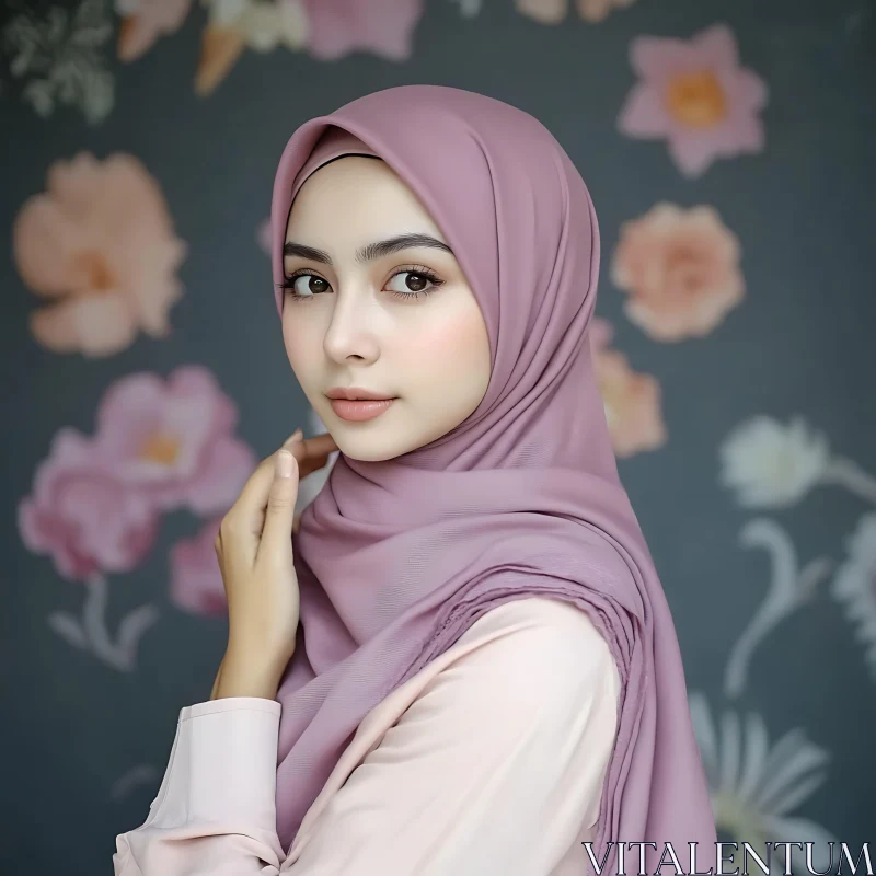 Serene Portrait of Woman with Hijab AI Image