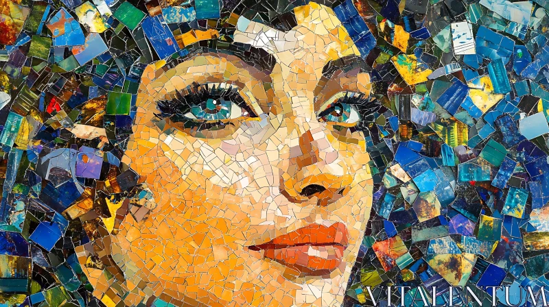 AI ART Colorful Mosaic Portrait of a Woman