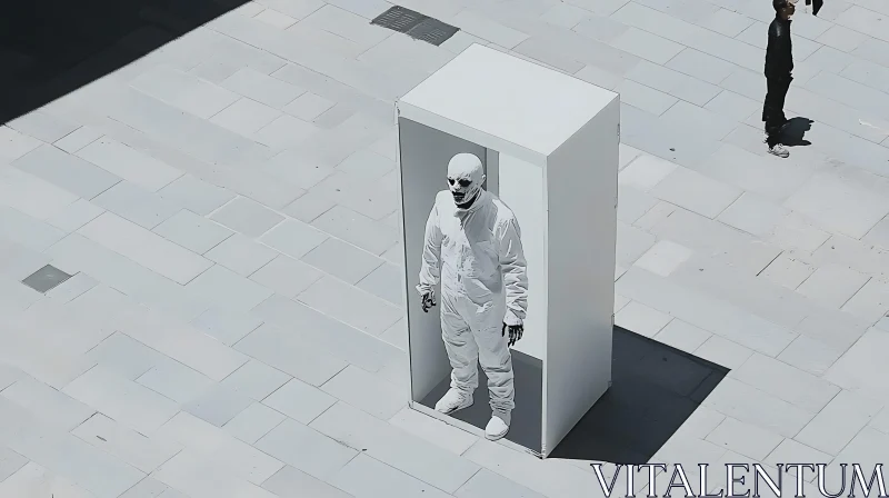 Monochrome Mystery: Person in a Box AI Image