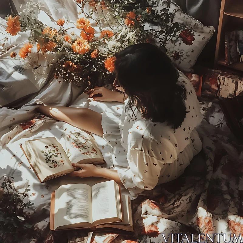 Floral Bedtime Story AI Image