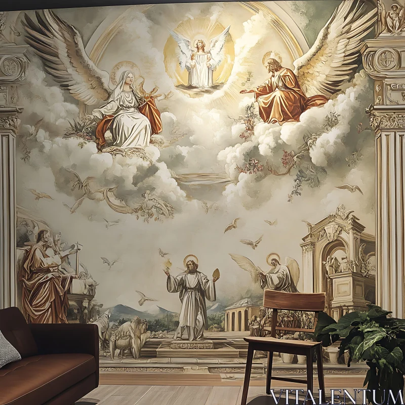 Ethereal Angels Mural Art AI Image