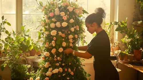 Floral Artist with Rose Arrangement