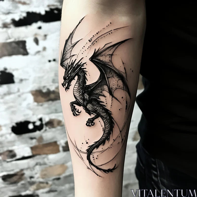 Intricate Dragon Tattoo Arm Art AI Image