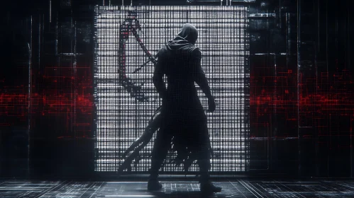 Dark Figure in Cyberpunk Setting