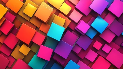 3D Rendering of Colorful Square Tiles