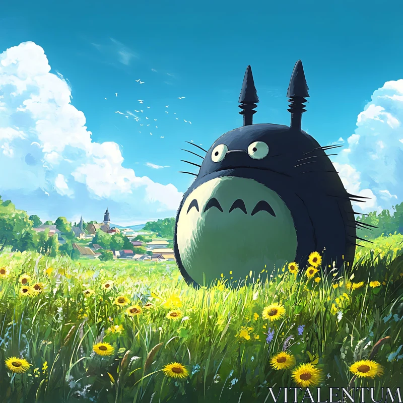 AI ART Whimsical Totoro in a Meadow