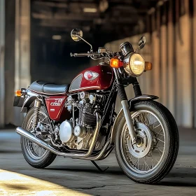 Retro Motorcycle in Indoor Setting