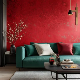 Modern Interior with Red Wall