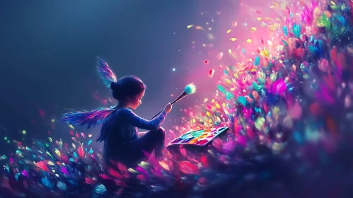 Whimsical Painting by Young Winged Artist