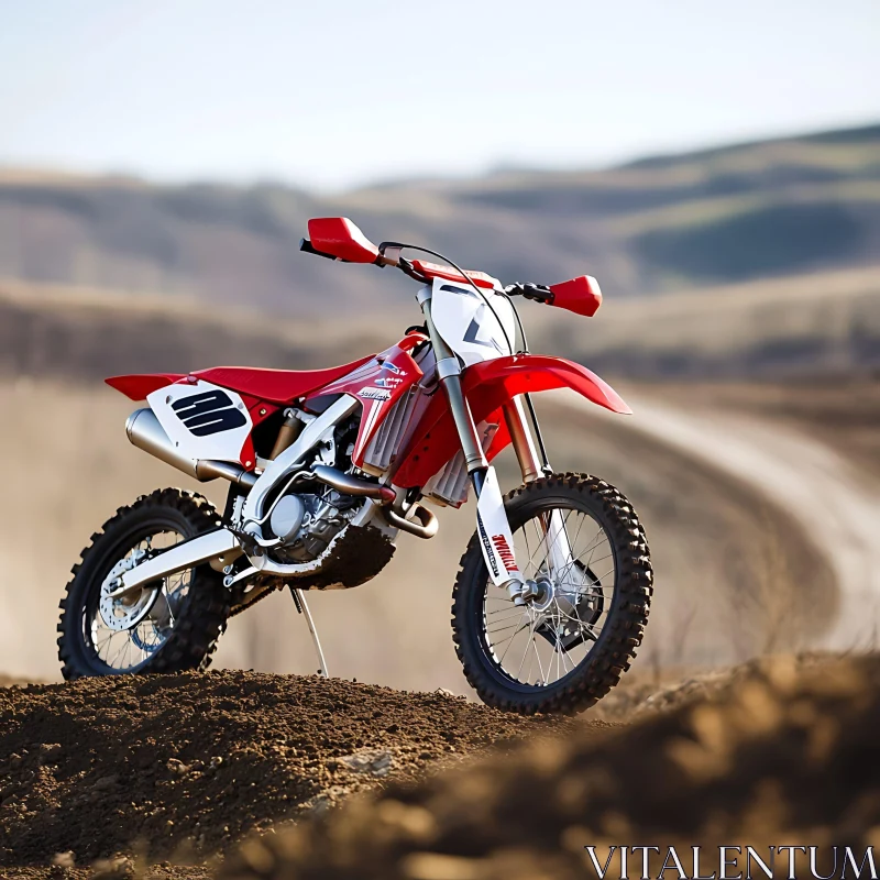 Off-Road Motorcycle on Hill AI Image