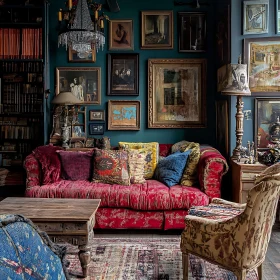 Cozy Interior with Antique Decor and Art