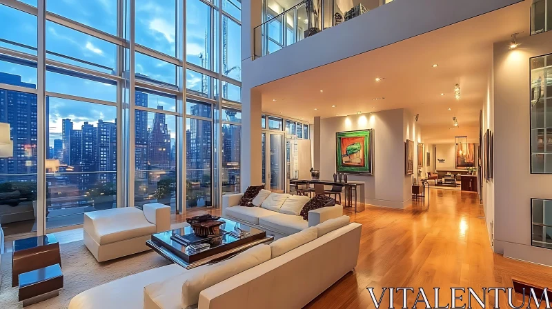 AI ART Modern Apartment Interior with Cityscape