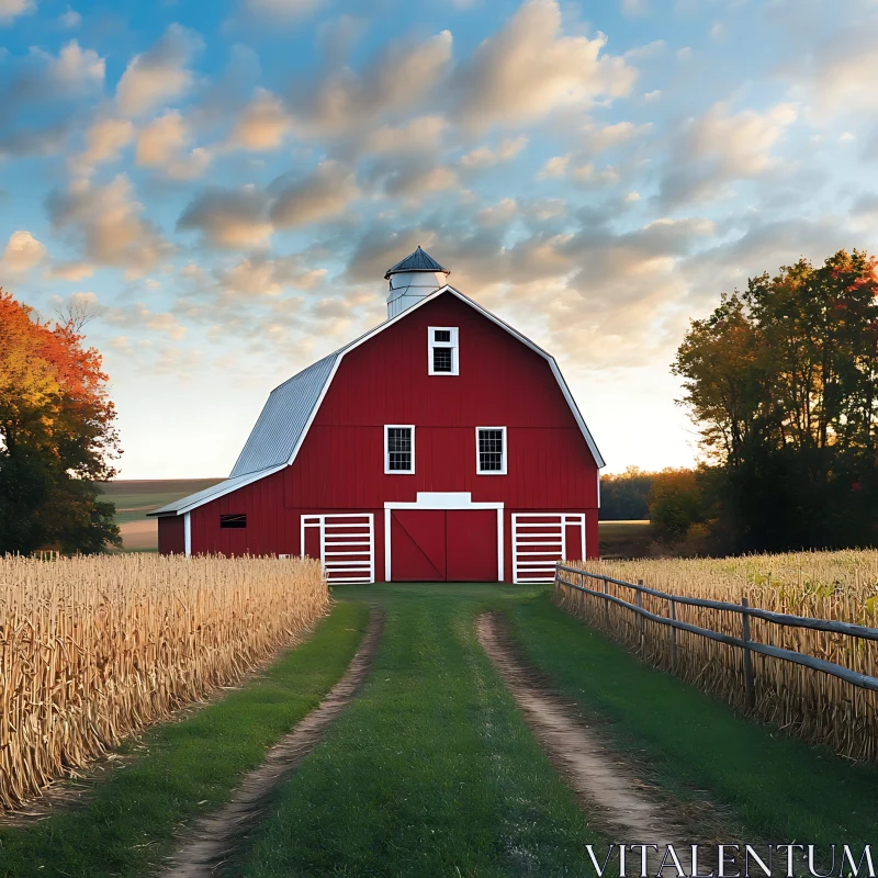 AI ART Rustic Barn Amidst Golden Fields