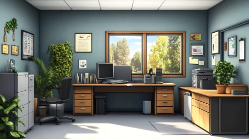 Workplace Interior with Natural Light