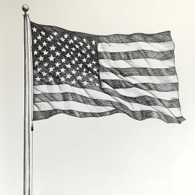 Monochrome American Flag Illustration