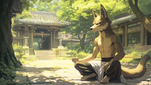 Enlightenment: Fox Meditating at Sacred Site