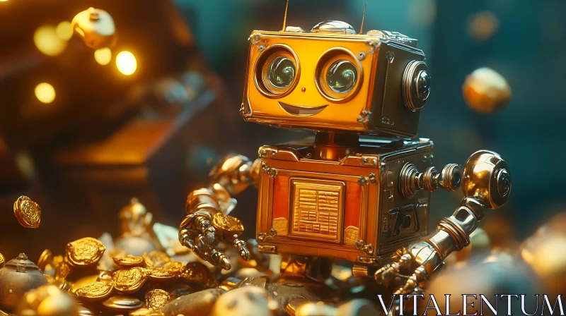 AI ART Mechanical Marvel: A Robot's Golden Hoard