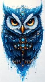 Intricate Blue Owl Illustration