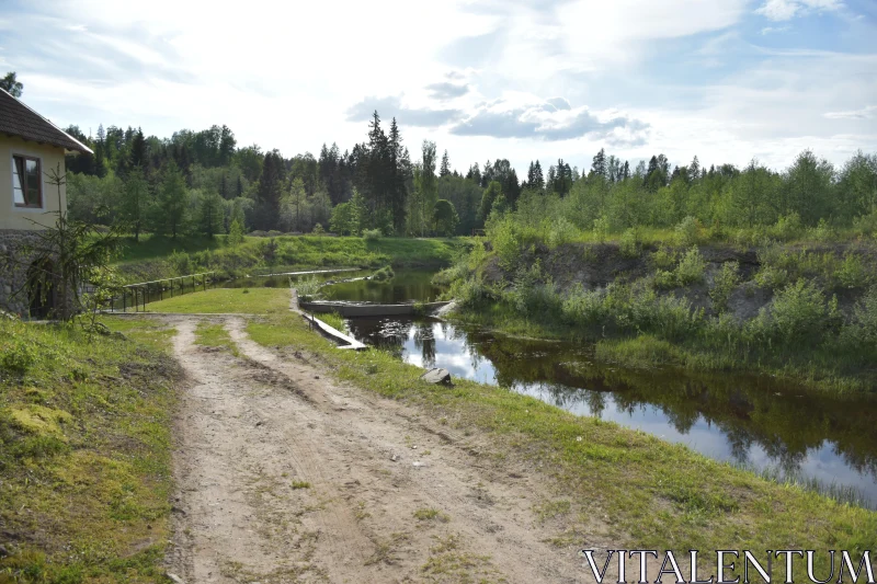 Riverside Countryside Scene Free Stock Photo