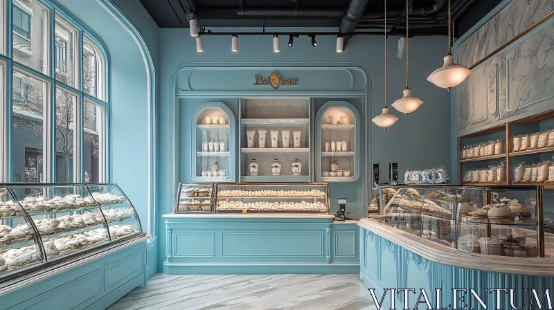 Pastel Blue Confectionery Boutique AI Image