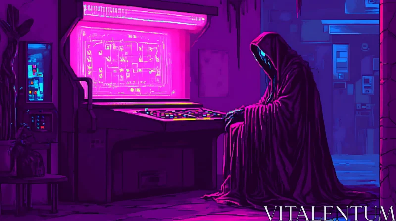 Cloaked Gamer at the Arcade Machine AI Image