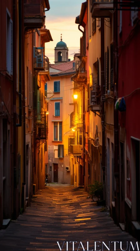 Captivating Neo-Romantic Street Decor in Golden Light AI Image