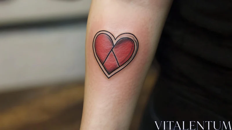 Forearm Heart Tattoo with Geometric Design AI Image