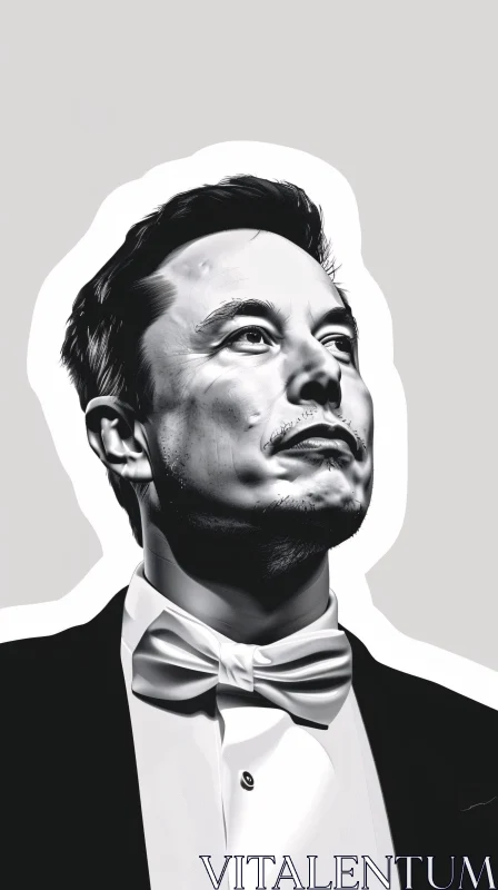 AI ART Elegant Monochrome Portrait of Elon Musk