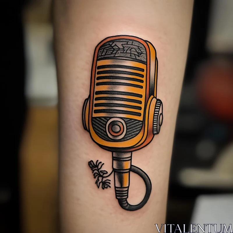 AI ART Retro Microphone Arm Tattoo