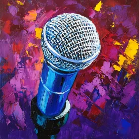 Vivid Oil Painting of Microphone