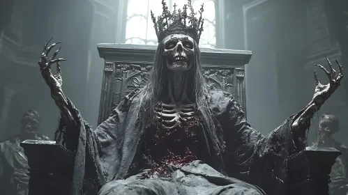 Crowned Skull on Throne